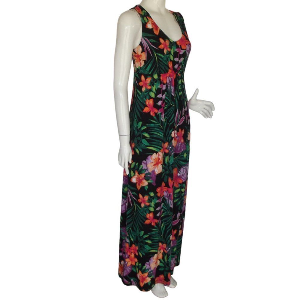 TOMMY BAHAMA Tambour Maxi Dress, S, Black/Multicolor Floral, Tank/Scoop, Jersey - Picture 3 of 12